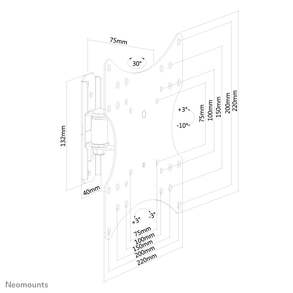 Neomounts FPMA-W115 TV-Wandhalterung 10-40" - volle Bewegung